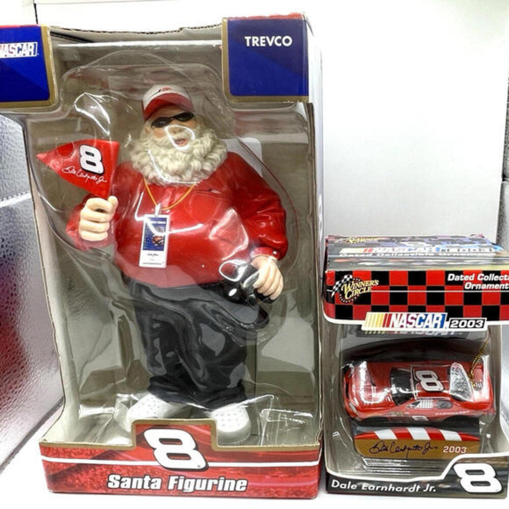 Dale Earnhardt Jr #8 NASCAR Santa 8" Figurine Christmas Ornament Lot Trevco